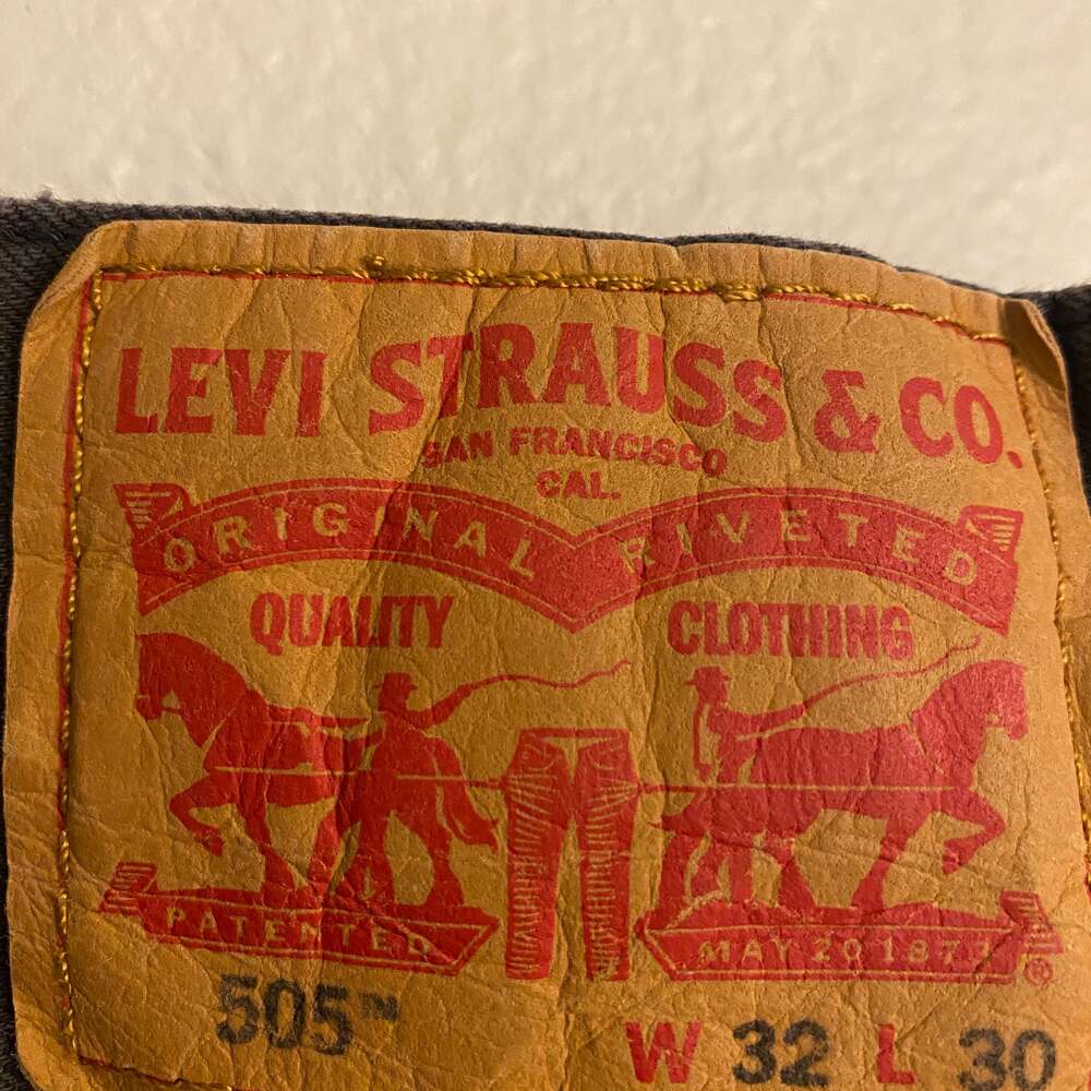 Levi's 505 Regular Fit Black Straight Leg Jeans Men's 38x26